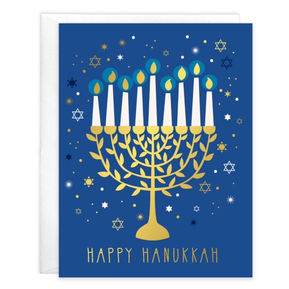 Gina B Designs Hanukkah Greeting Card - Gold Menorah