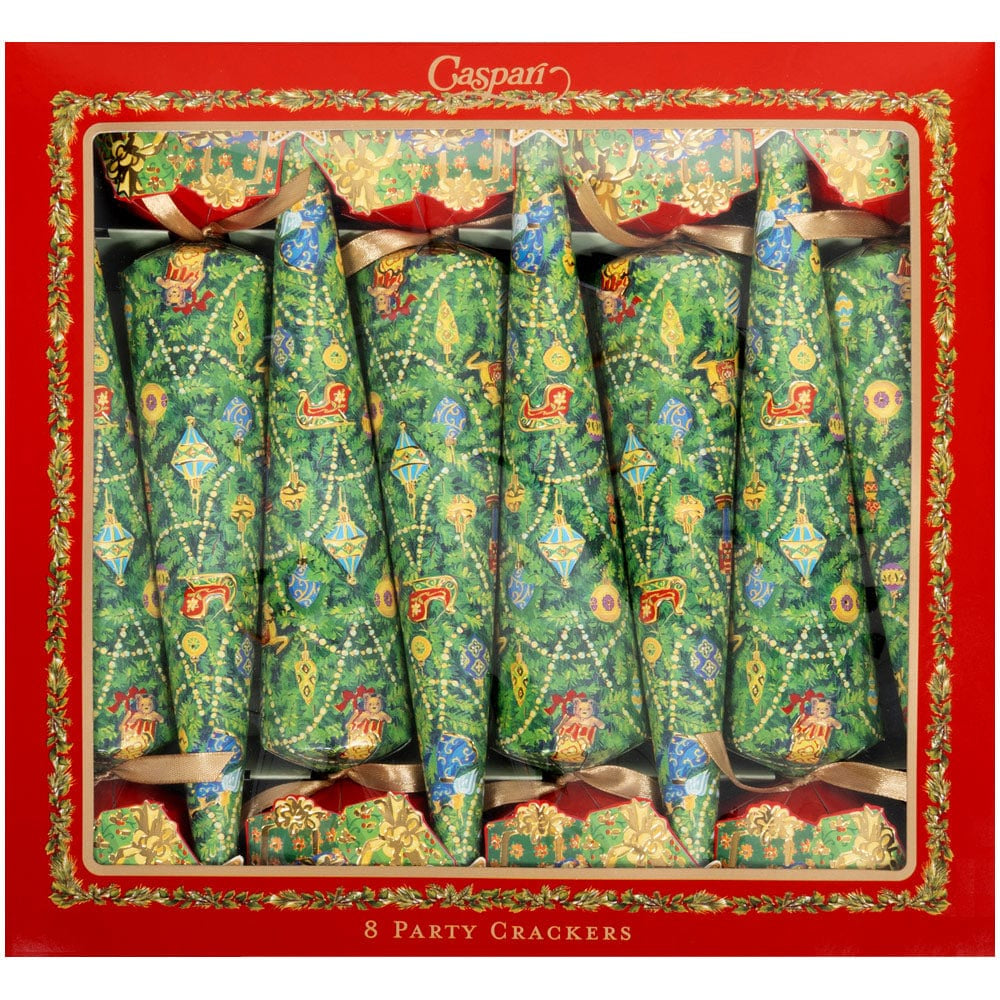 Caspari Christmas Tree Celebration Crackers - Set of 8