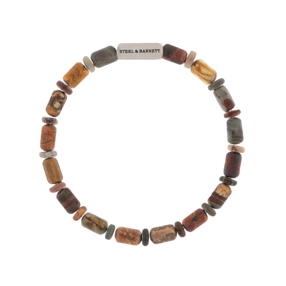 Steel & Barnett Men's "Colorful Cal" Barrel Gemstone Bracelet