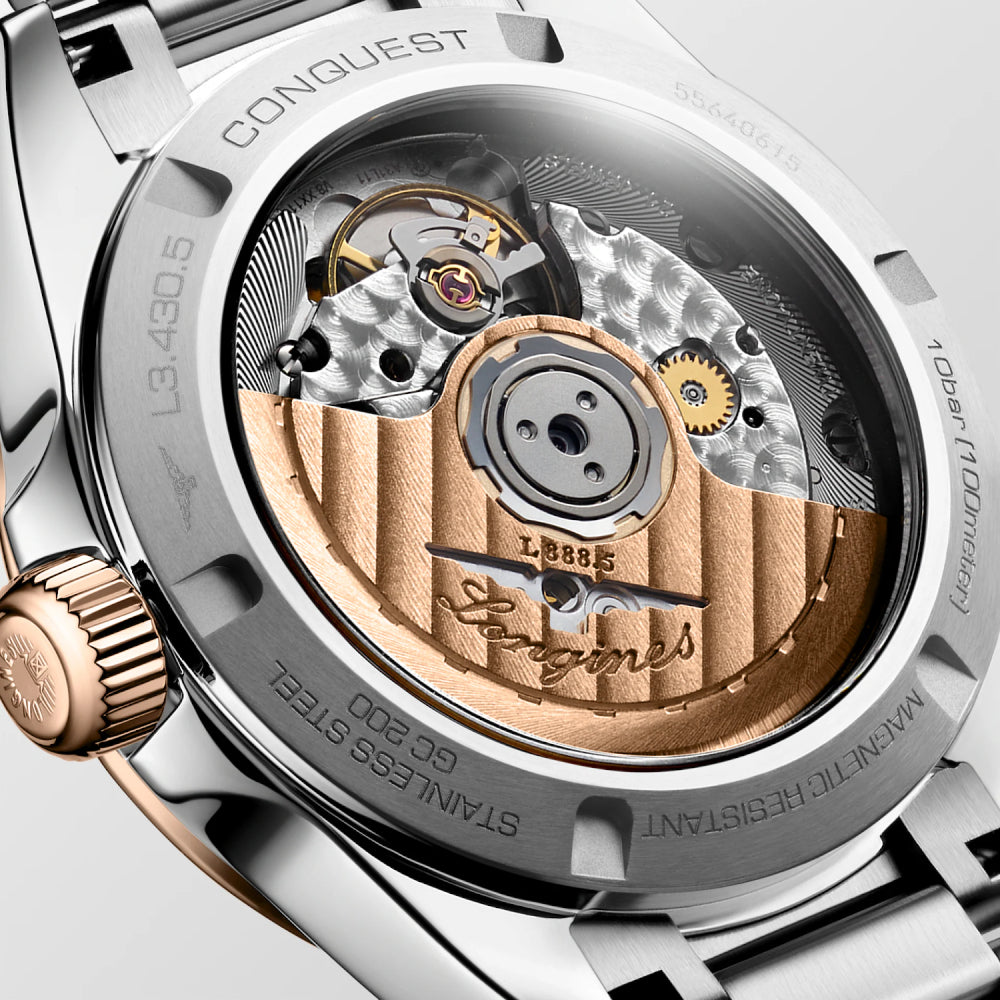 Close-up of a luxury watch with visible brand name and intricate mechanical components.