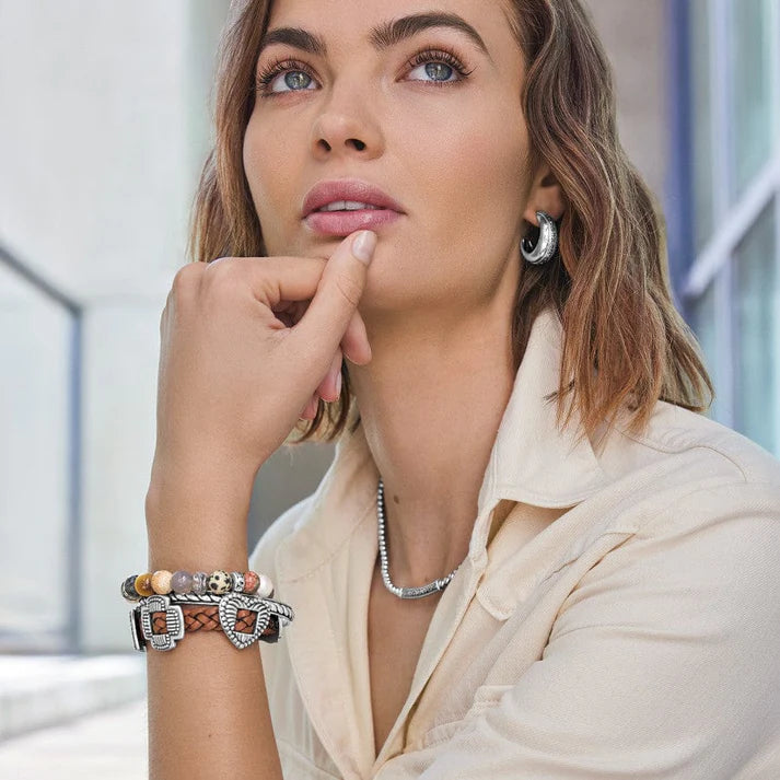 Brighton Contempo Desert Pearl Stretch Bracelet-Silver Multi