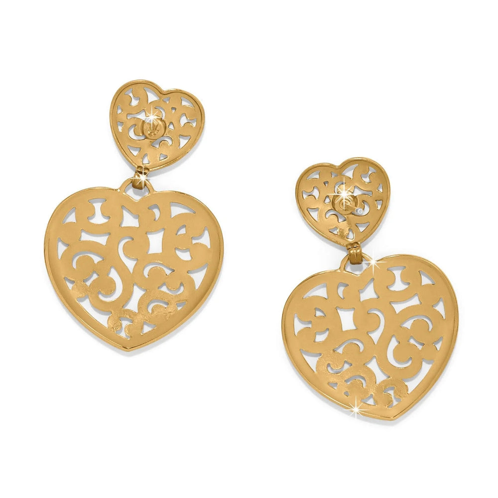 Brighton Contempo Heart Double Post Drop Earrings - Gold