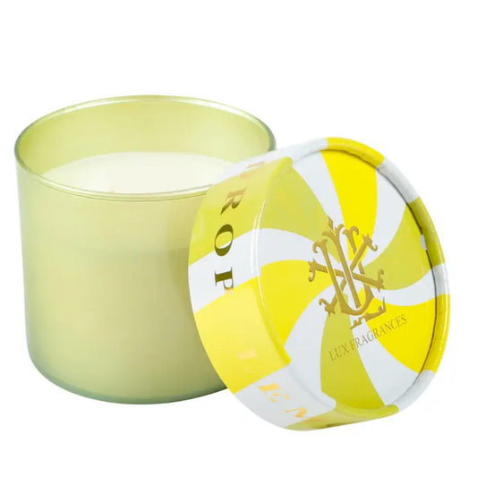 Lux Fragrances Lemon Drop 15 oz. 2-Wick Decorative Lid Candle