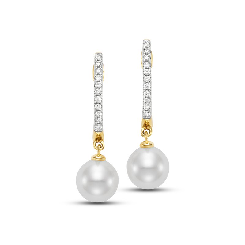 Mastoloni 14k Yellow Gold Pearl & Diamond Earrings