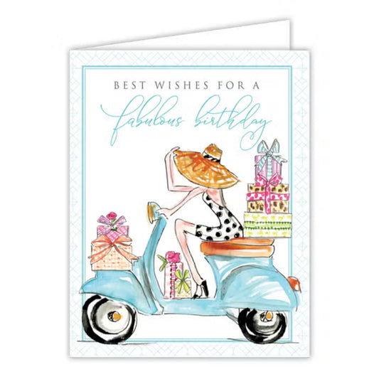 RosanneBeck Best Wishes For A Fabulous Birthday Scooter Greeting Card