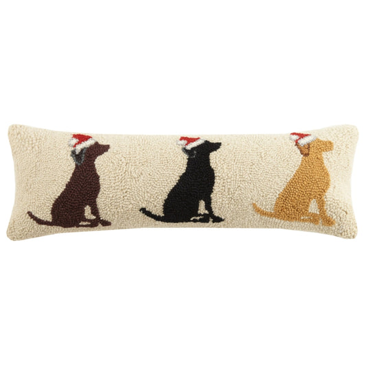 Peking Handicraft Labrador Dogs with Santa Hat Hook Pillow
