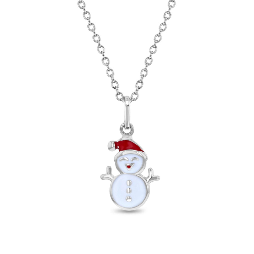 Girls Christmas Snowman Pendent Necklace