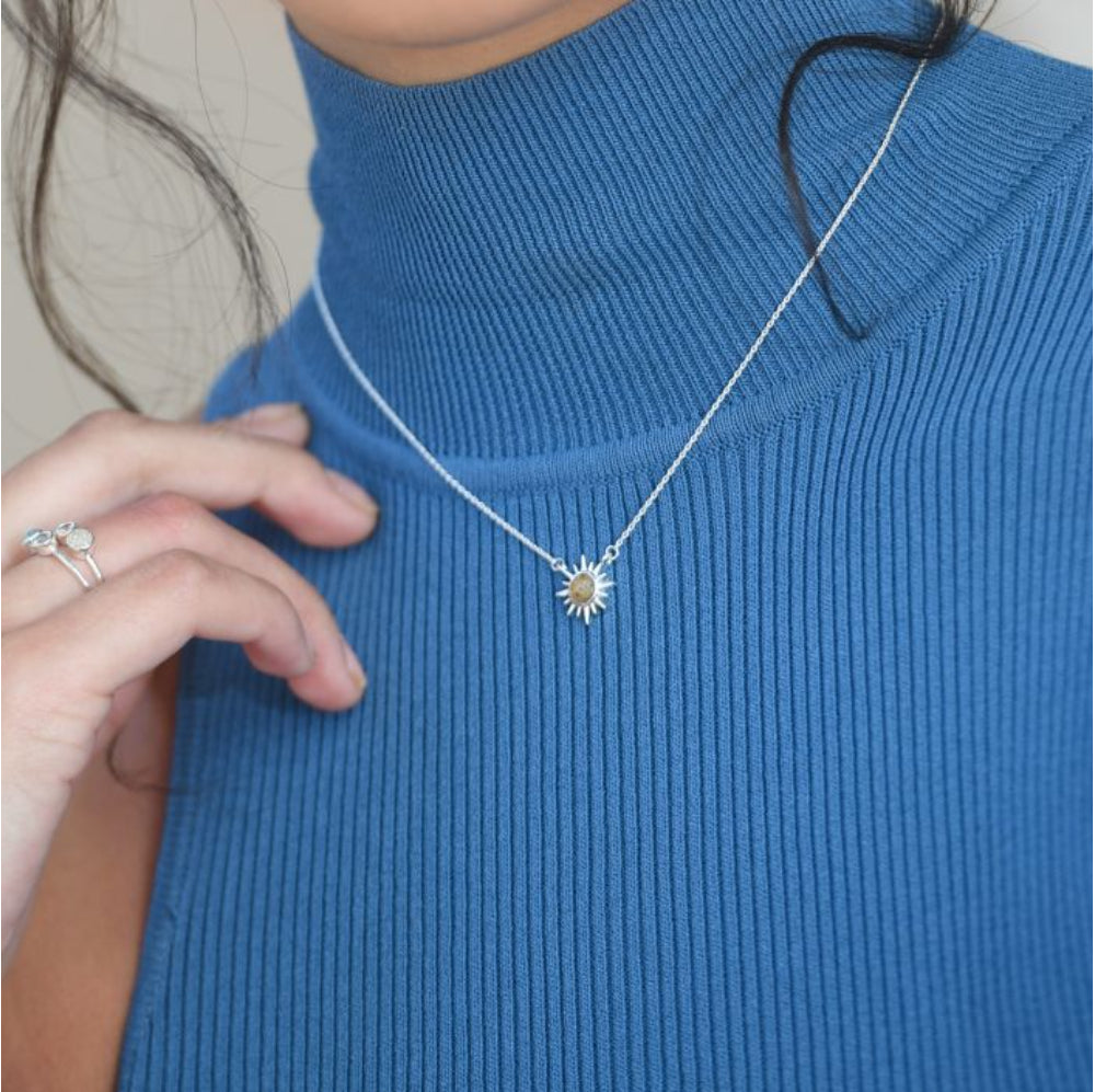 Dune Jewelry Sterling Silver Delicate Dune Sunburst Necklace