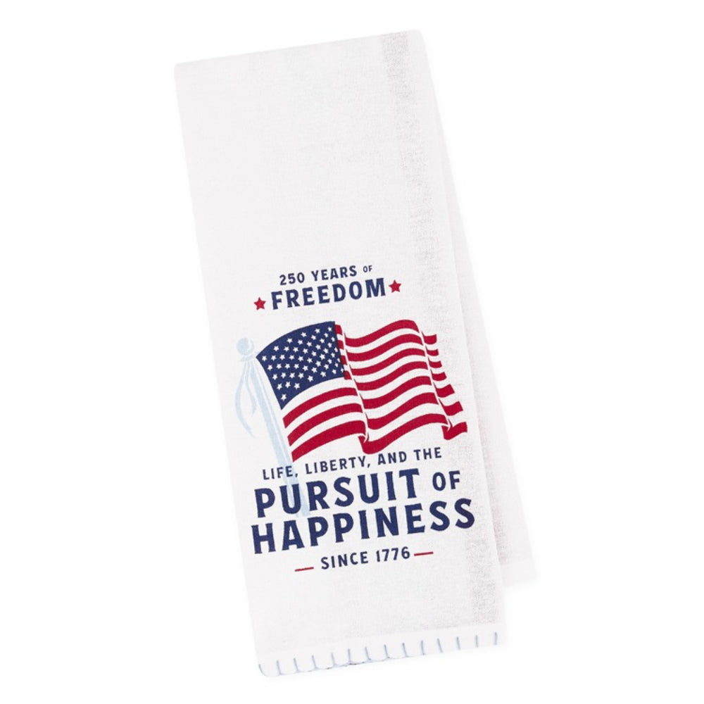 Design Imports Life Liberty Happiness Embellished Dishtowel