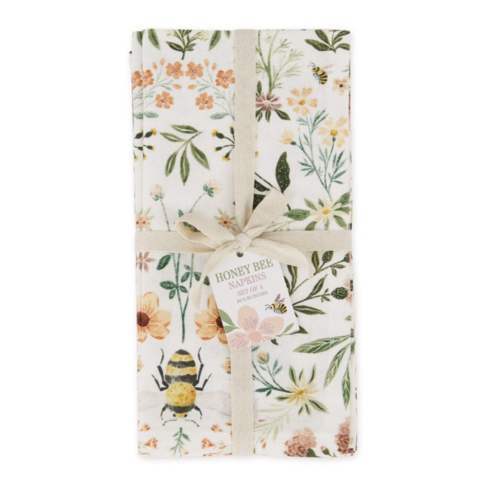 Design Imports Honey Bee Meadow Print Napkins - Set of 4