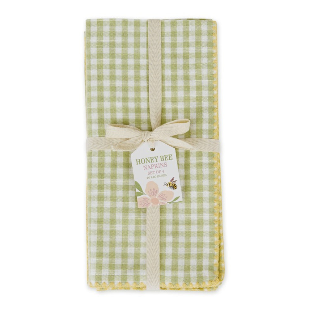 Design Imports Spring Green Gingham Napkins - Set of 4