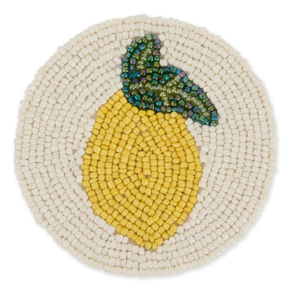 Design Imports Lemon Beaded Coasters - Set of 4