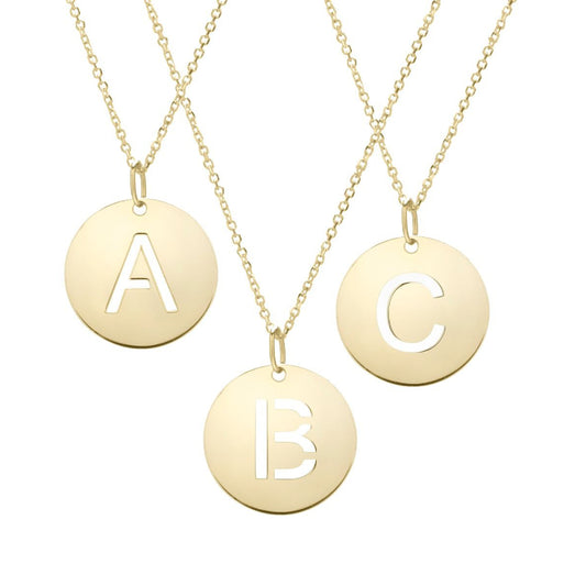 14k Disc Pendant Initial Series - ALL LETTERS