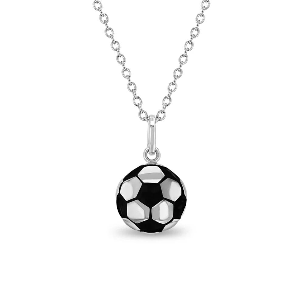 Children's Sterling Silver Soccer Ball Pendant Necklace