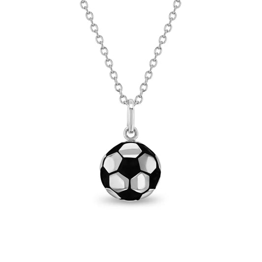 Children's Sterling Silver Soccer Ball Pendant Necklace