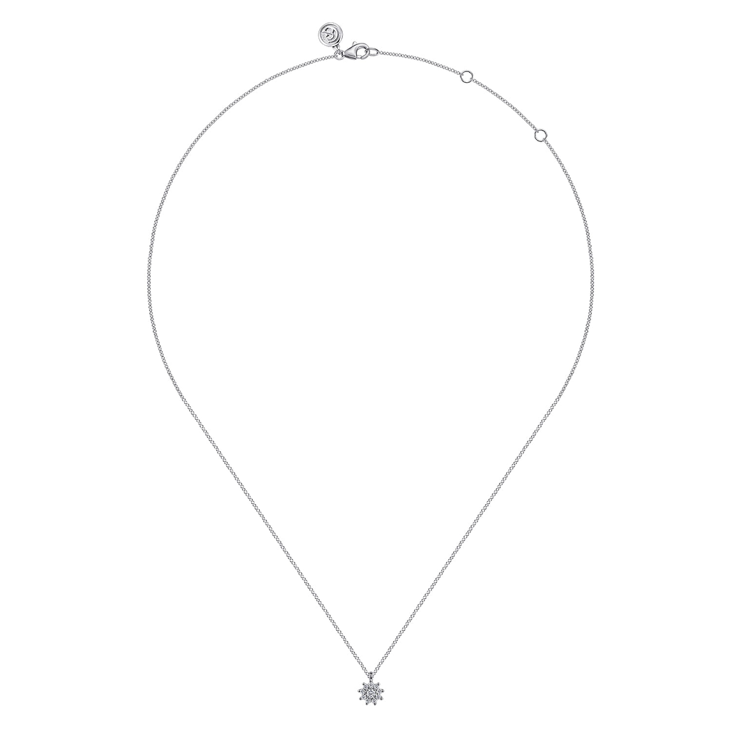 white gold pendant necklace on white background
