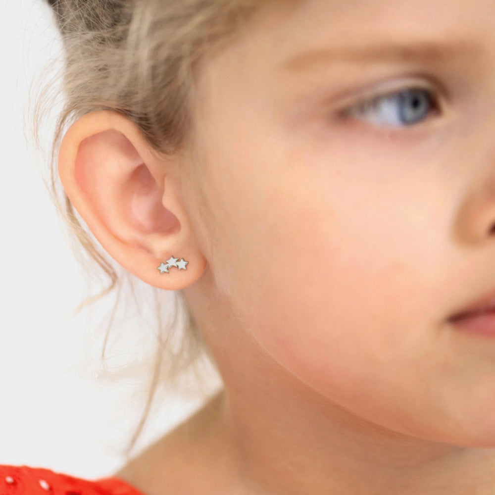 Children's A Band of Stars Girls Screw Back Earrings
