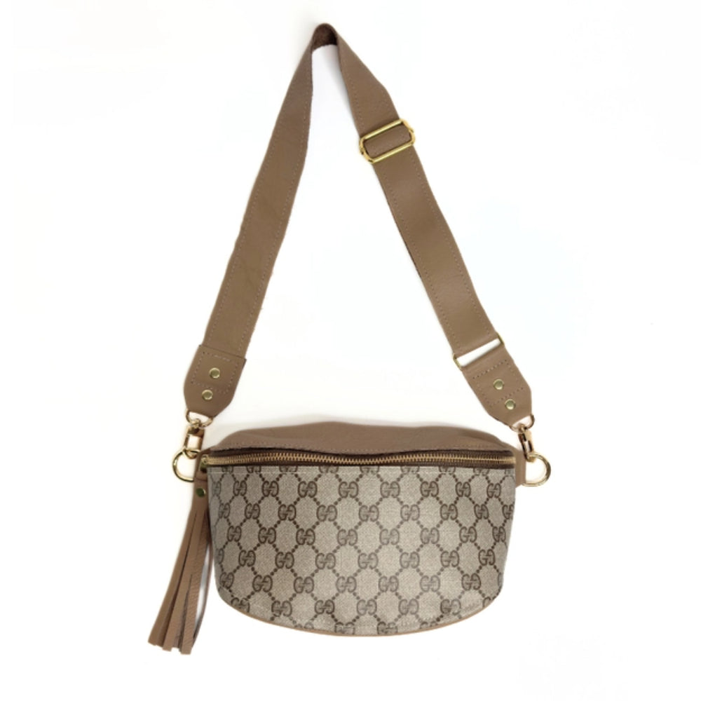 Beaudin Designs Britt Belt Bag in Upcycled GG & Mocha Leather