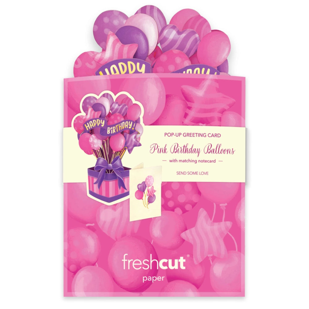 Mini Pink Birthday Balloons Greeting Cards