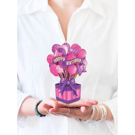 Mini Pink Birthday Balloons Greeting Cards