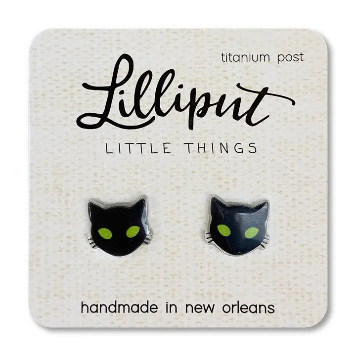 Lilliput Little Things Spooky Black Cat Earrings