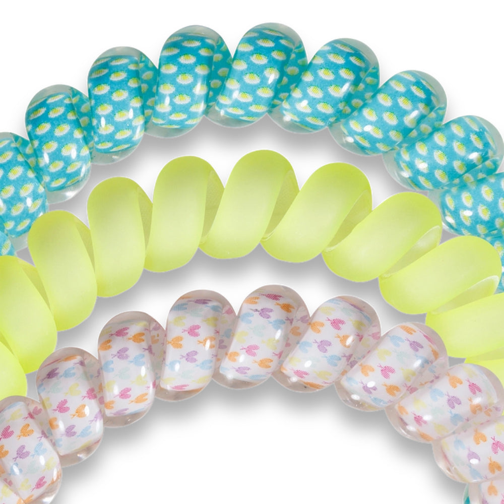 TELETIES Spiral Hair Coils Tennis Hair Ties (Set of 3) - Large