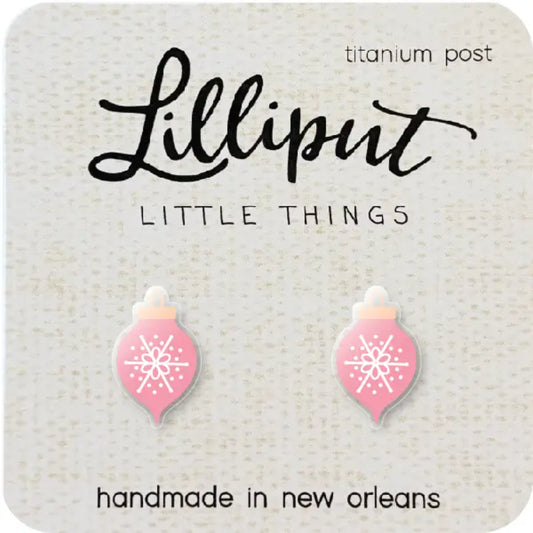 Lilliput Little Things Pink Christmas Ornament Earrings