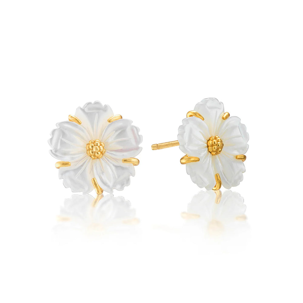 Capucine de Wulf Mermaid Garden Petite Stud Earrings in Mother of Pearl