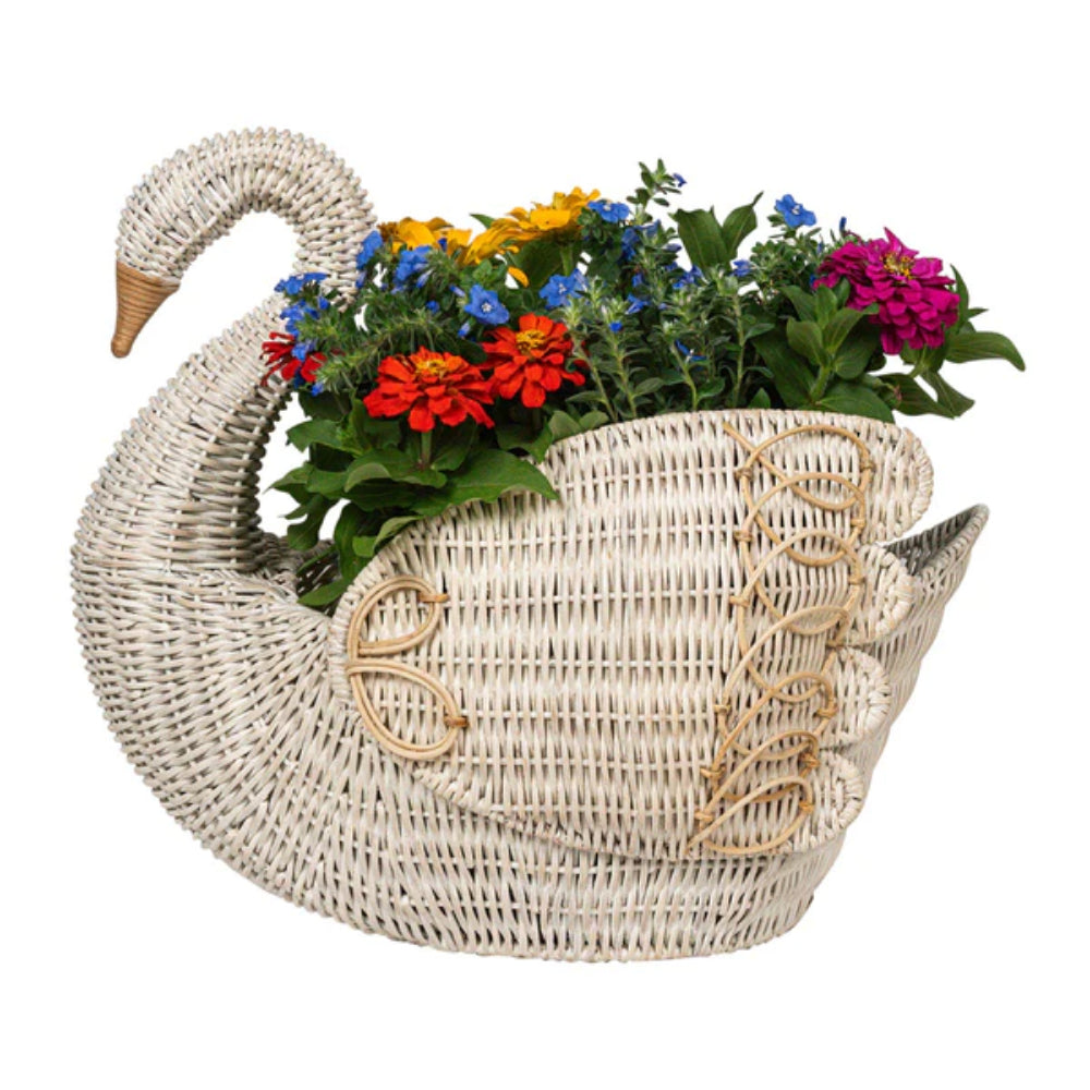 Juliska Provence Rattan Swan Whitewash Basket