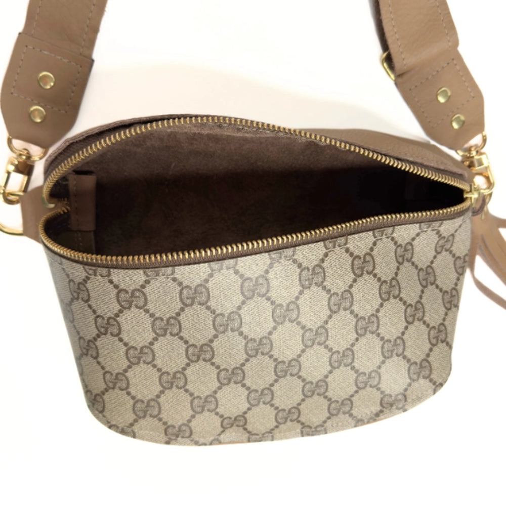 Beaudin Designs Britt Belt Bag in Upcycled GG & Mocha Leather