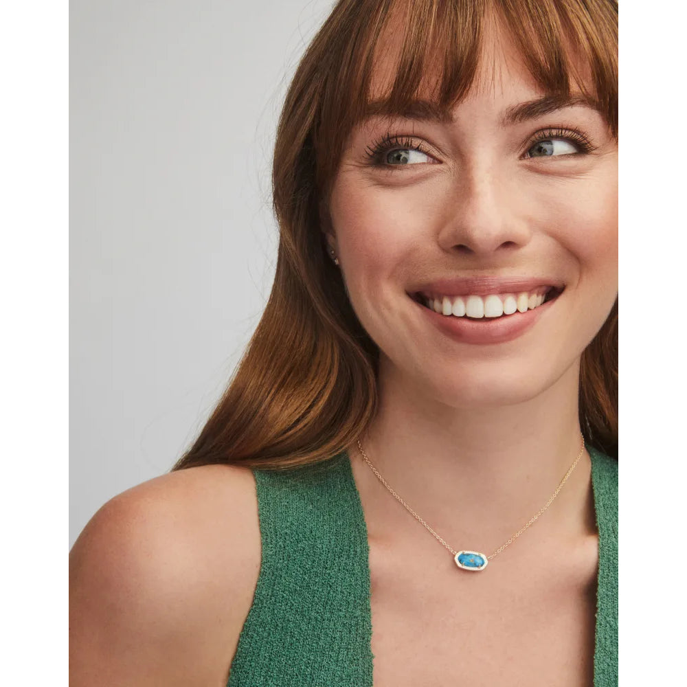 Kendra Scott Elisa Gold Pendant Necklace in Bronze Veined Turquoise Magnesite