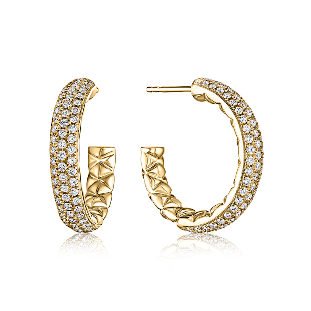 A. Jaffe Large Pavé Diamond Hoops with Quilted Interior
