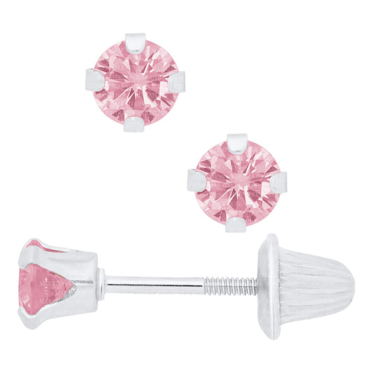 Children's Pink Cubic Zirconia Stud Earrings