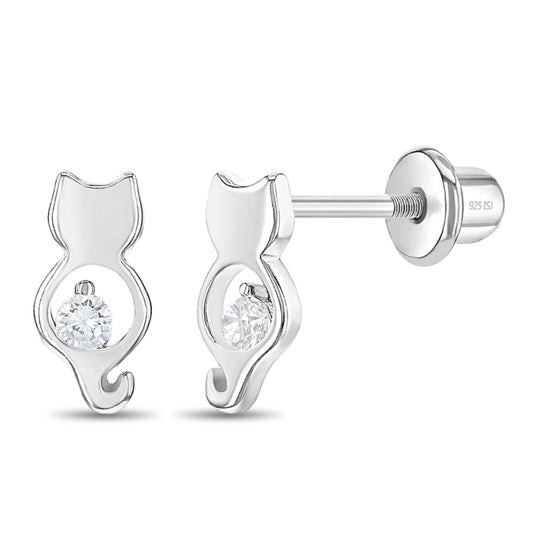 Children's CZ Kitty Friend Earrings
