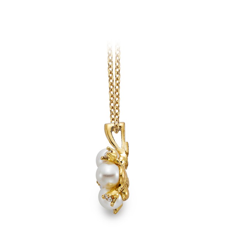 Mastoloni 18k Yellow Gold Pearl & Diamond Pendant Necklace