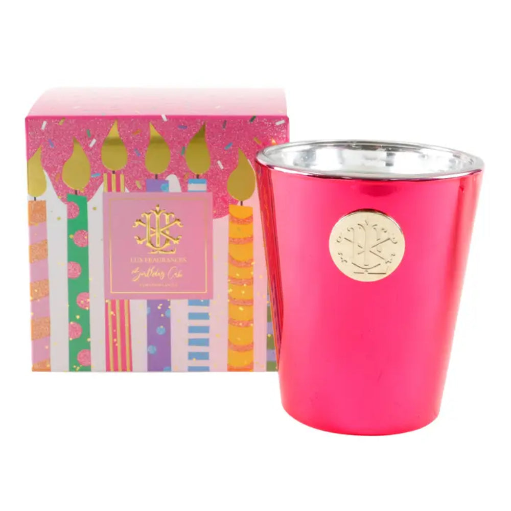 Lux Fragrances 8oz Designer Box Candle - Birthday Cake