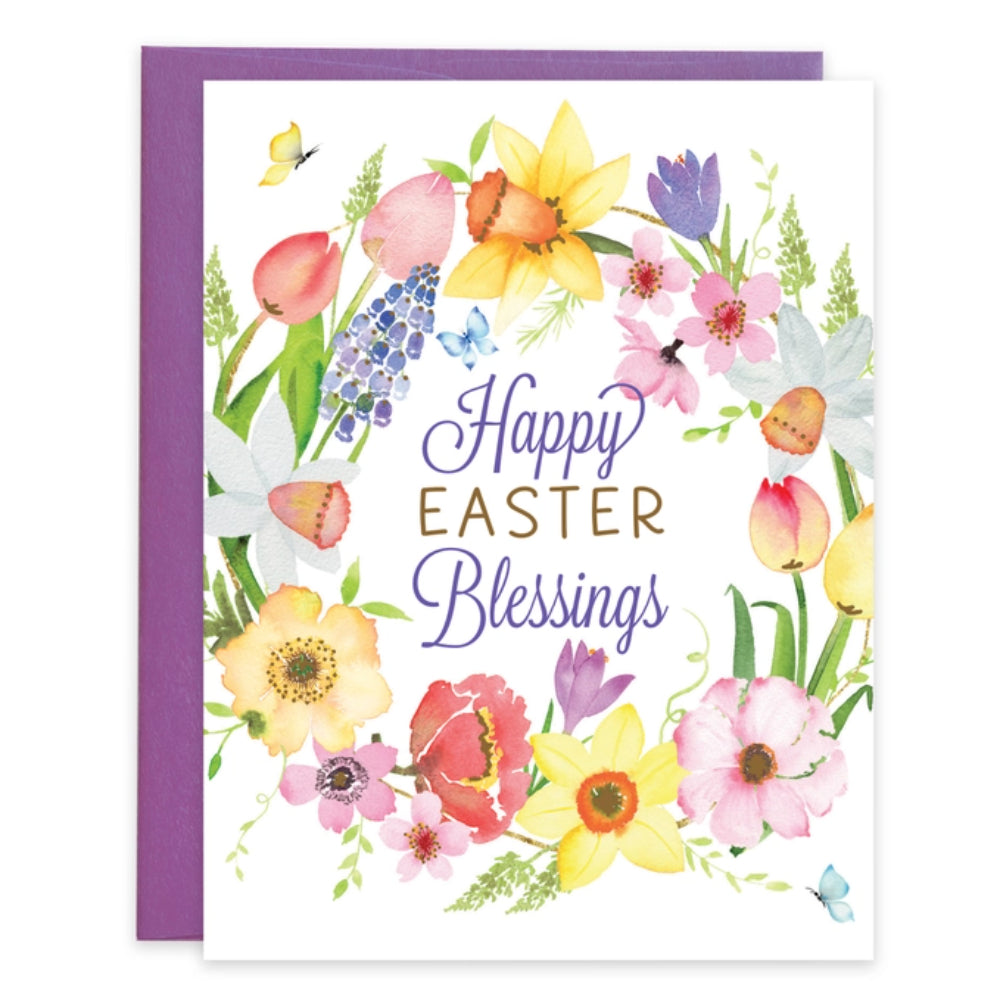 Gina B Designs Easter Greeting Card with Scripture - Spring Flower Wreath