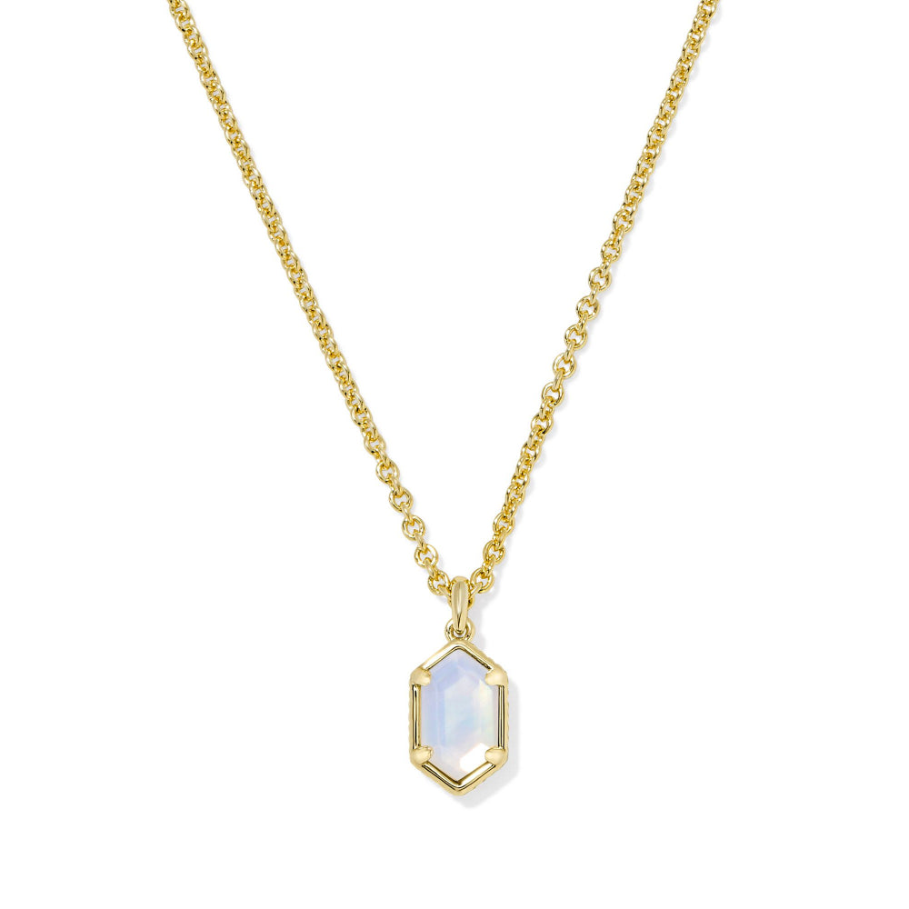 Kendra Scott Hallie Short Pendant Necklace in Gold Opalite Illusion