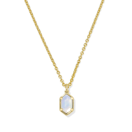 Kendra Scott Hallie Short Pendant Necklace in Gold Opalite Illusion