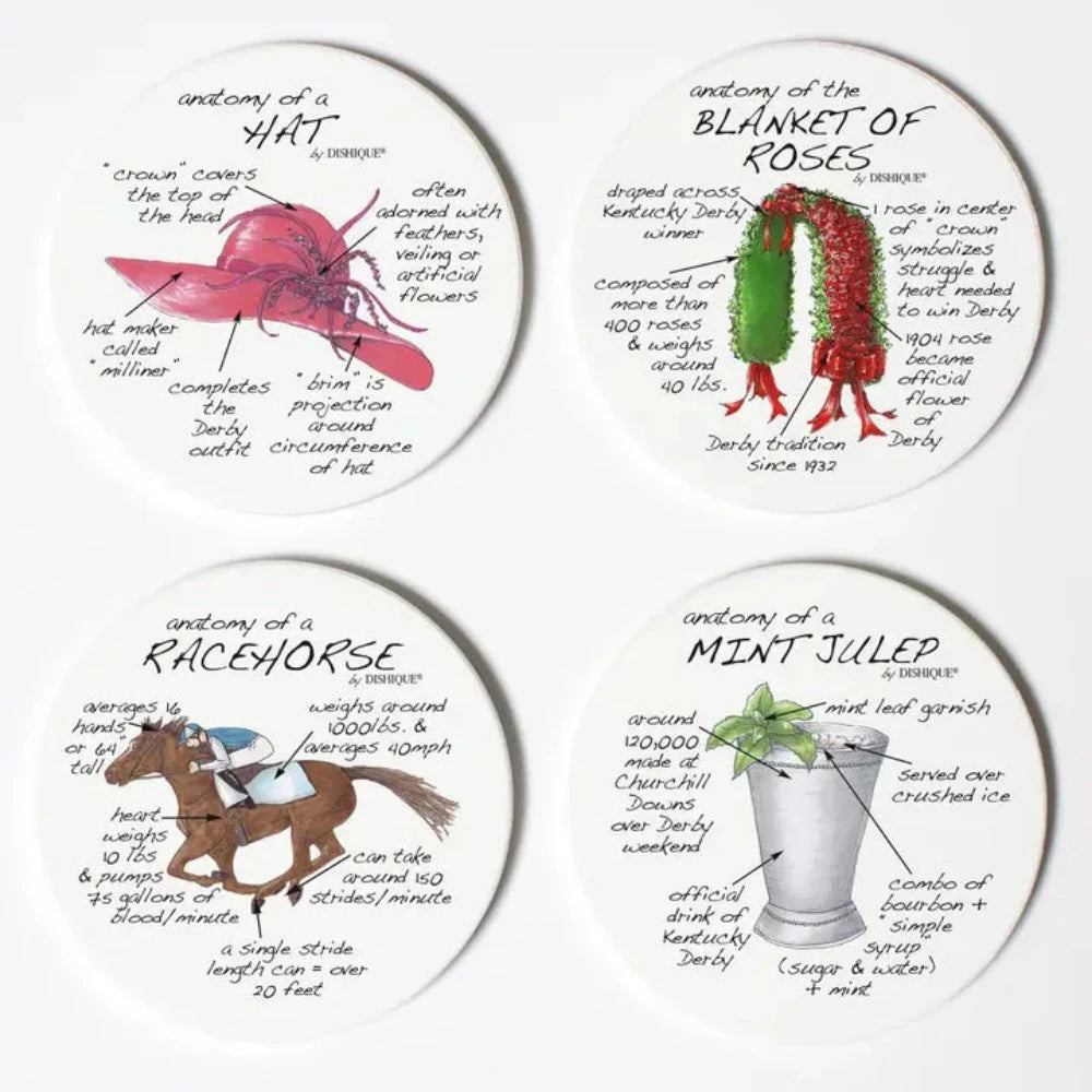 Dishique Derby Anatomy Coasters - Set of 4