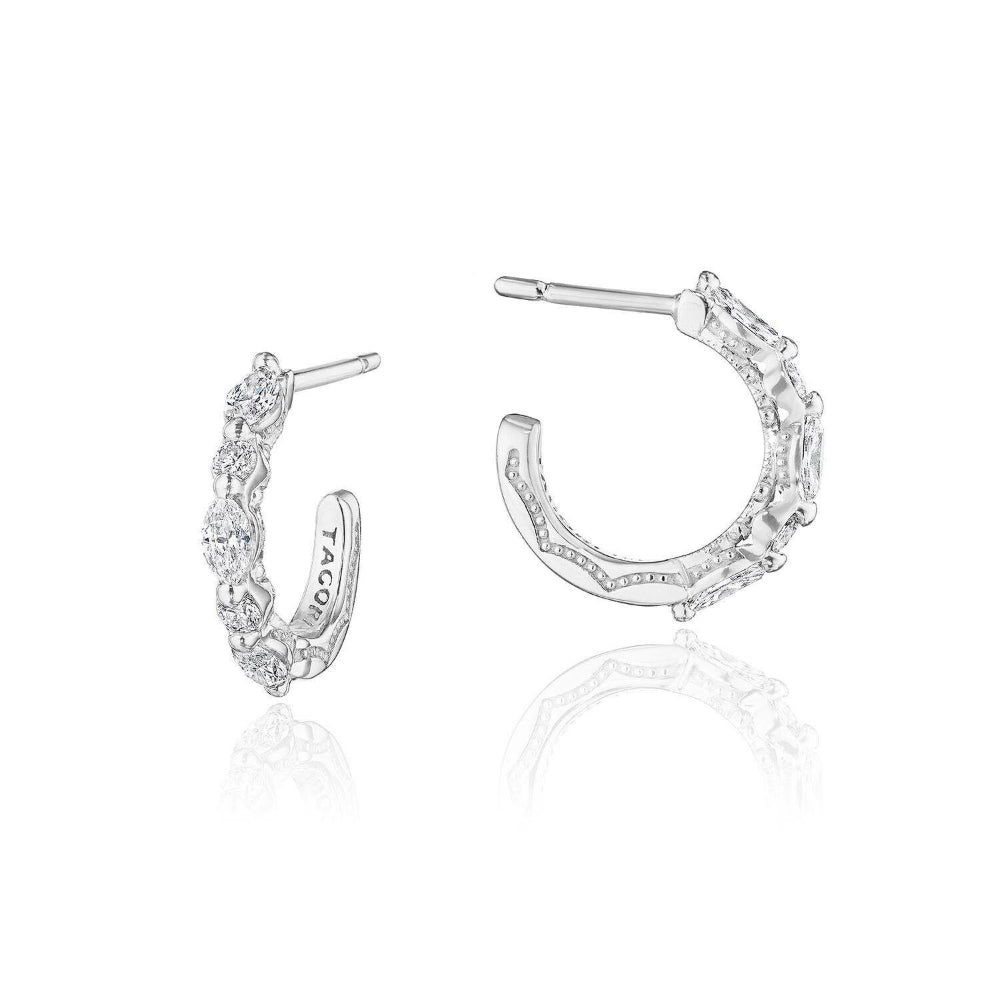 Tacori Stilla 18k Gold Marquise and Round Diamond Hoop Earrings