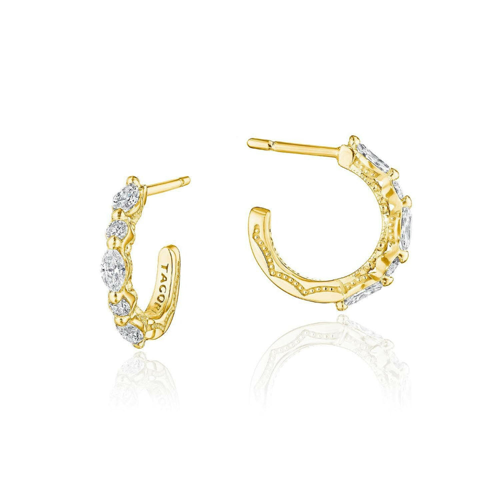 Tacori Stilla 18k Gold Marquise and Round Diamond Hoop Earrings