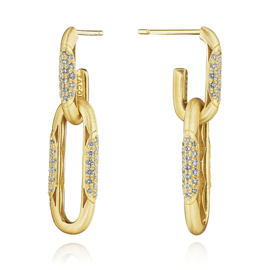 Tacori 18k Gold Crescent Eclipse Double Link Earrings