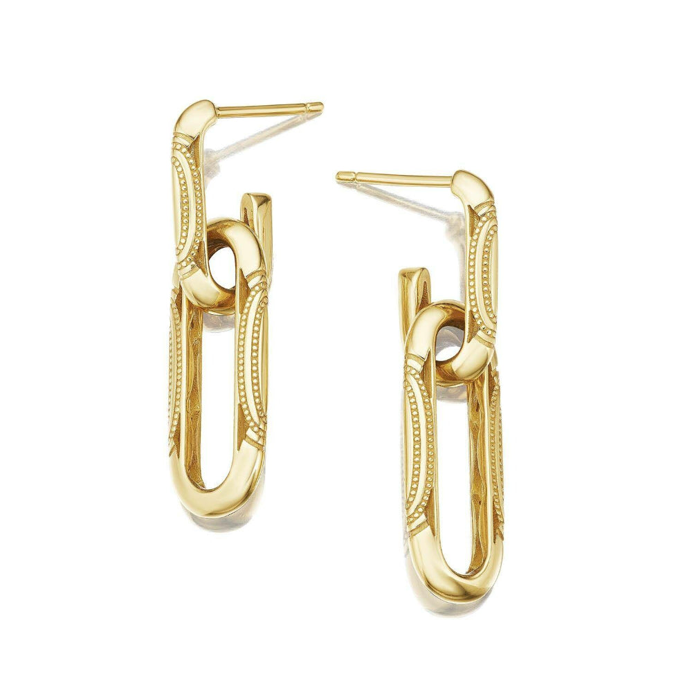 Tacori 18k Gold Crescent Eclipse Double Link Earrings