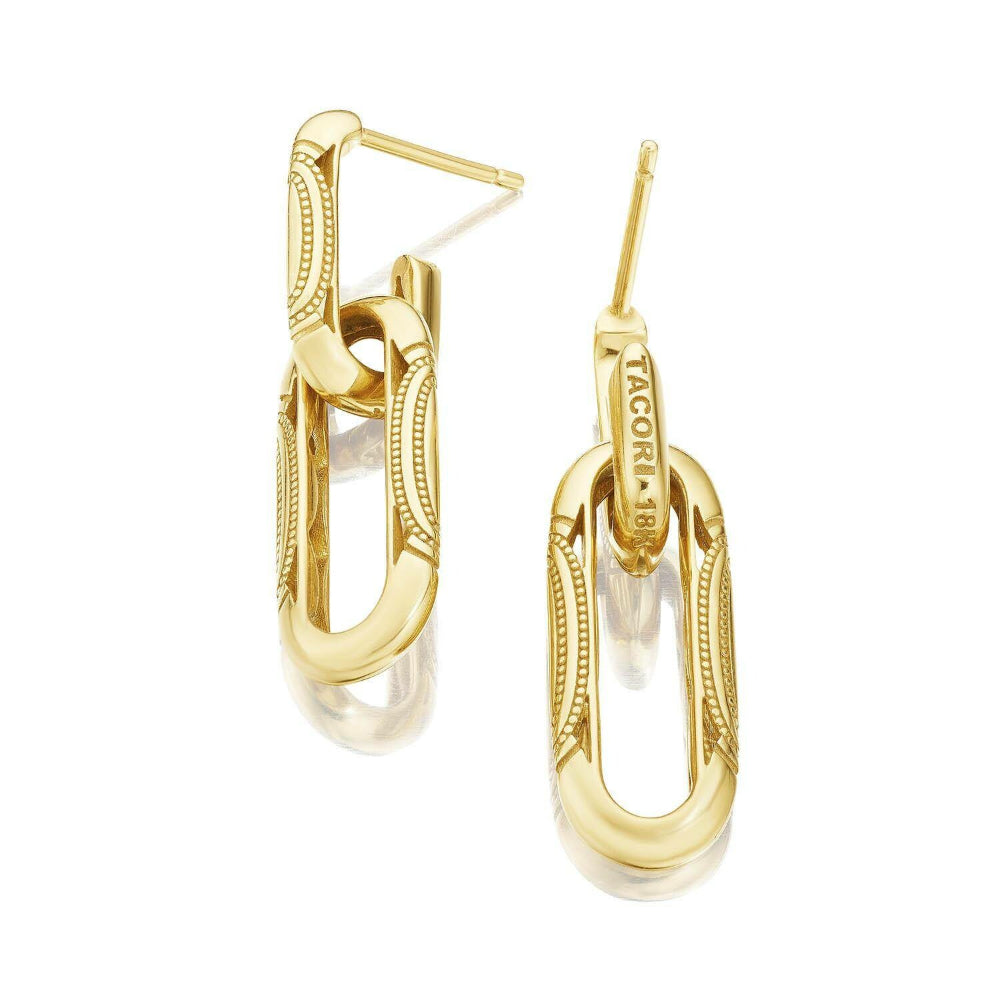 Tacori 18k Gold Crescent Eclipse Double Link Earrings