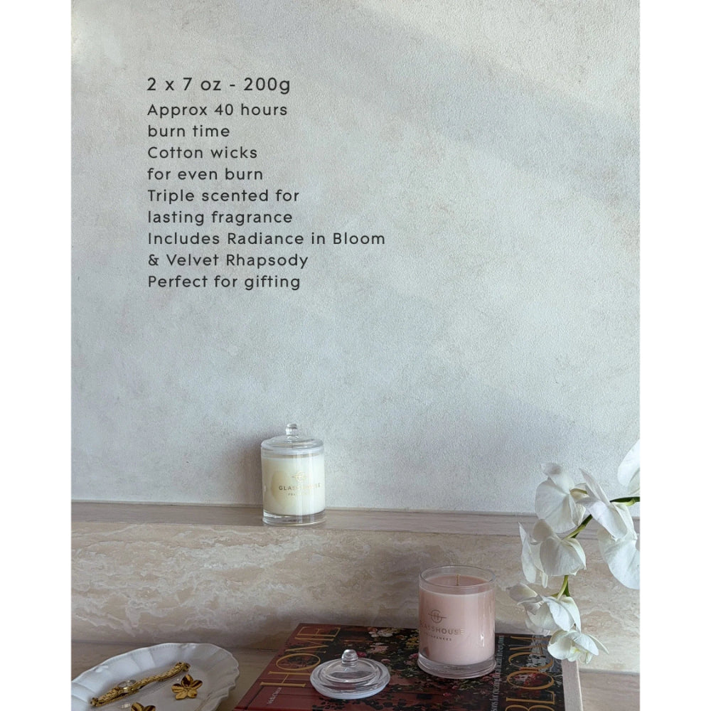 Glasshouse Fragrances 7.05 Oz. Mother's Day Candle Duo-Radiance In Bloom & Velvet Rhapsody