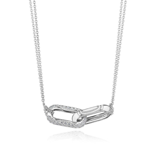 Tacori 18k Crescent Eclipse Double Link Pendant with Diamonds