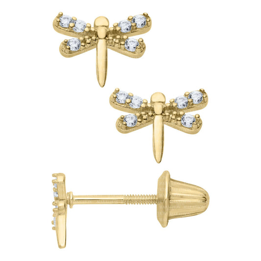 Children's 14k Gold Dragonfly Stud Earrings