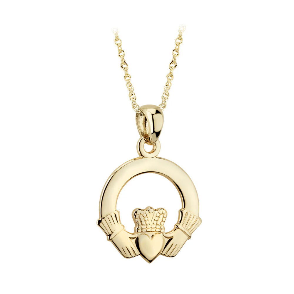 14k Gold Claddagh Pendant Necklace