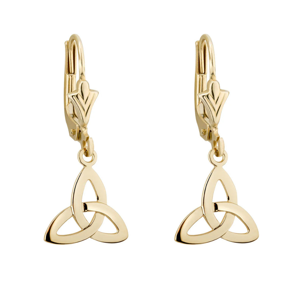 14k Gold Trinity Knot Drop Earrings